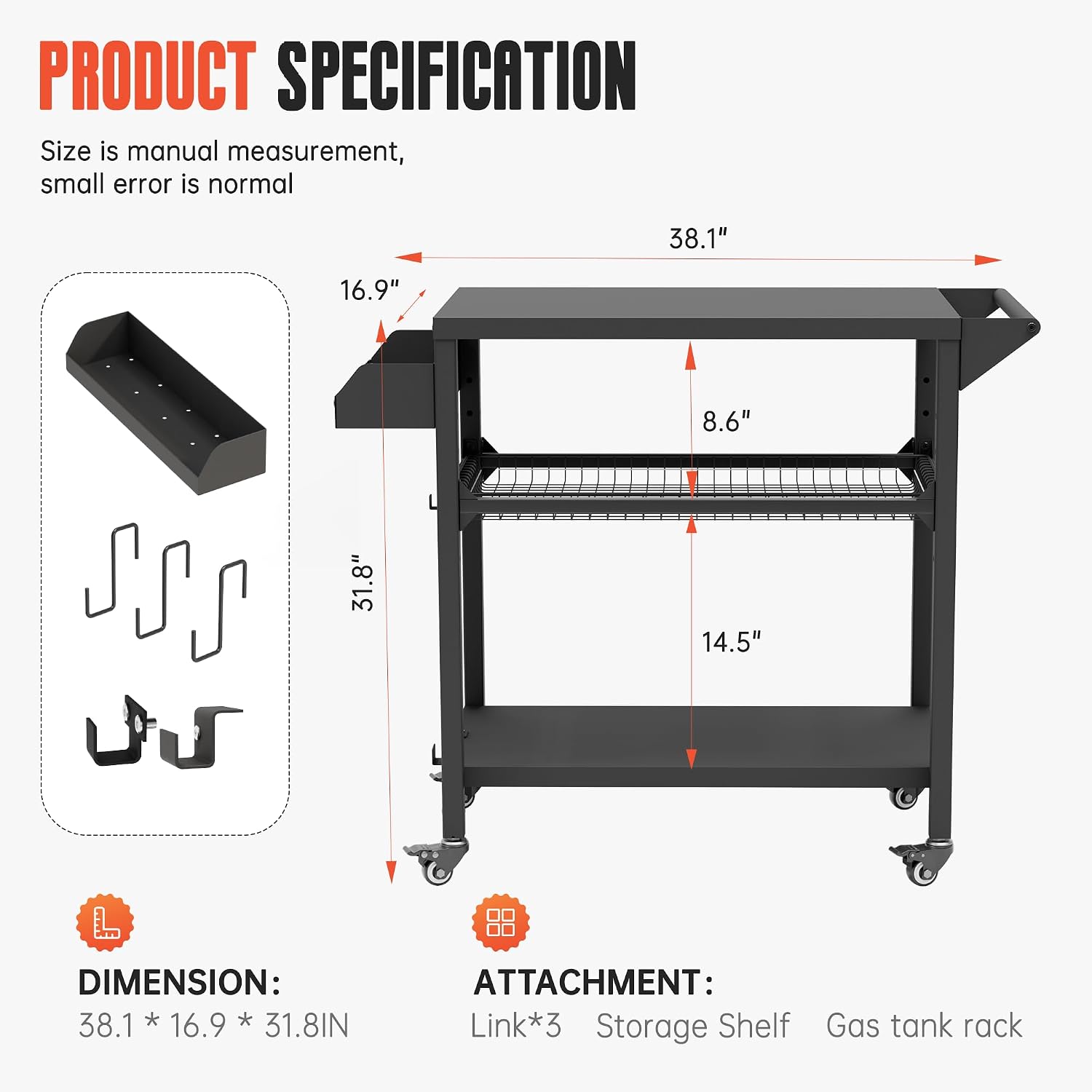 Wheeled Movable Grill Cart