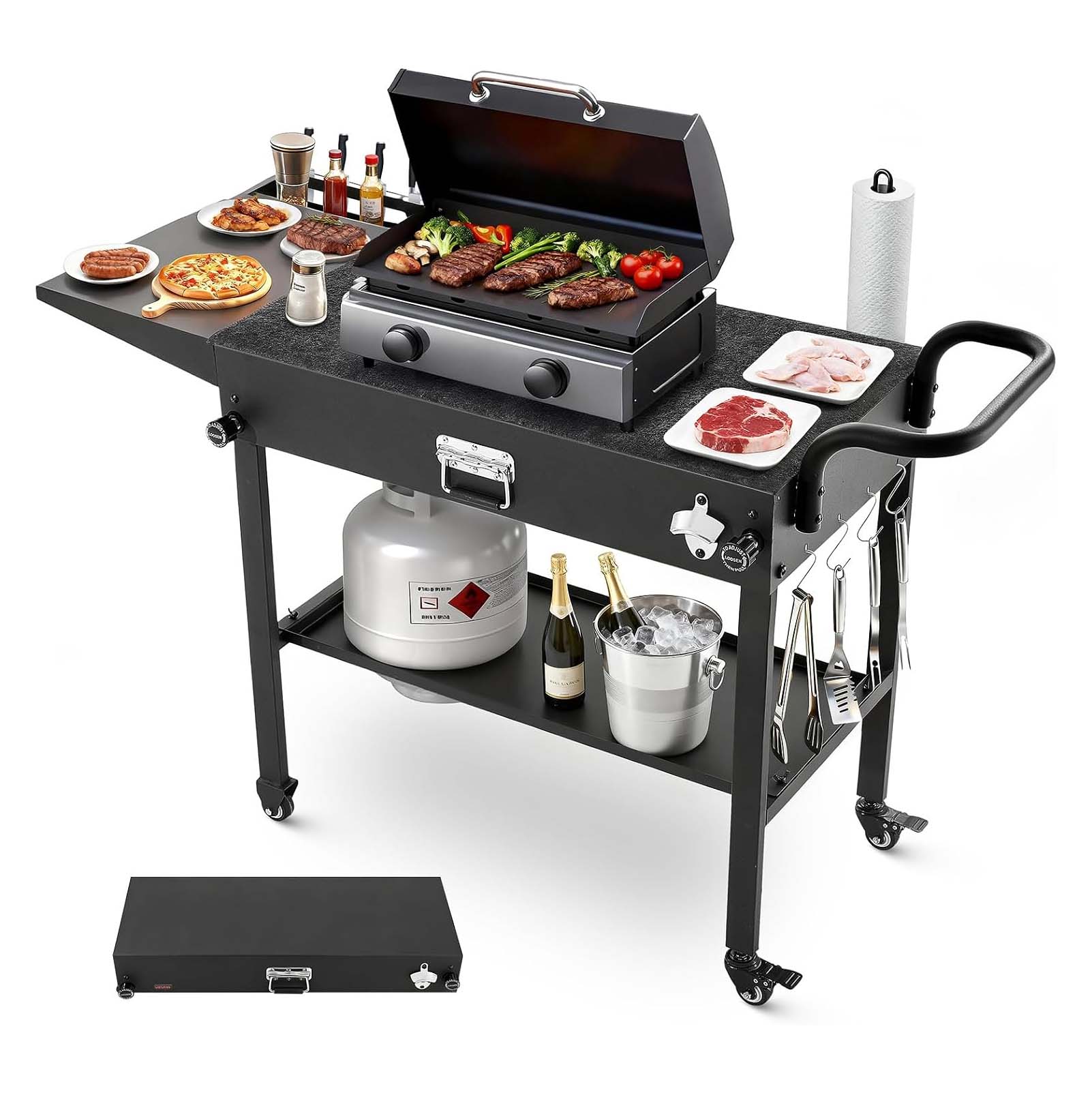 Foldable Wheeled Grill Cart