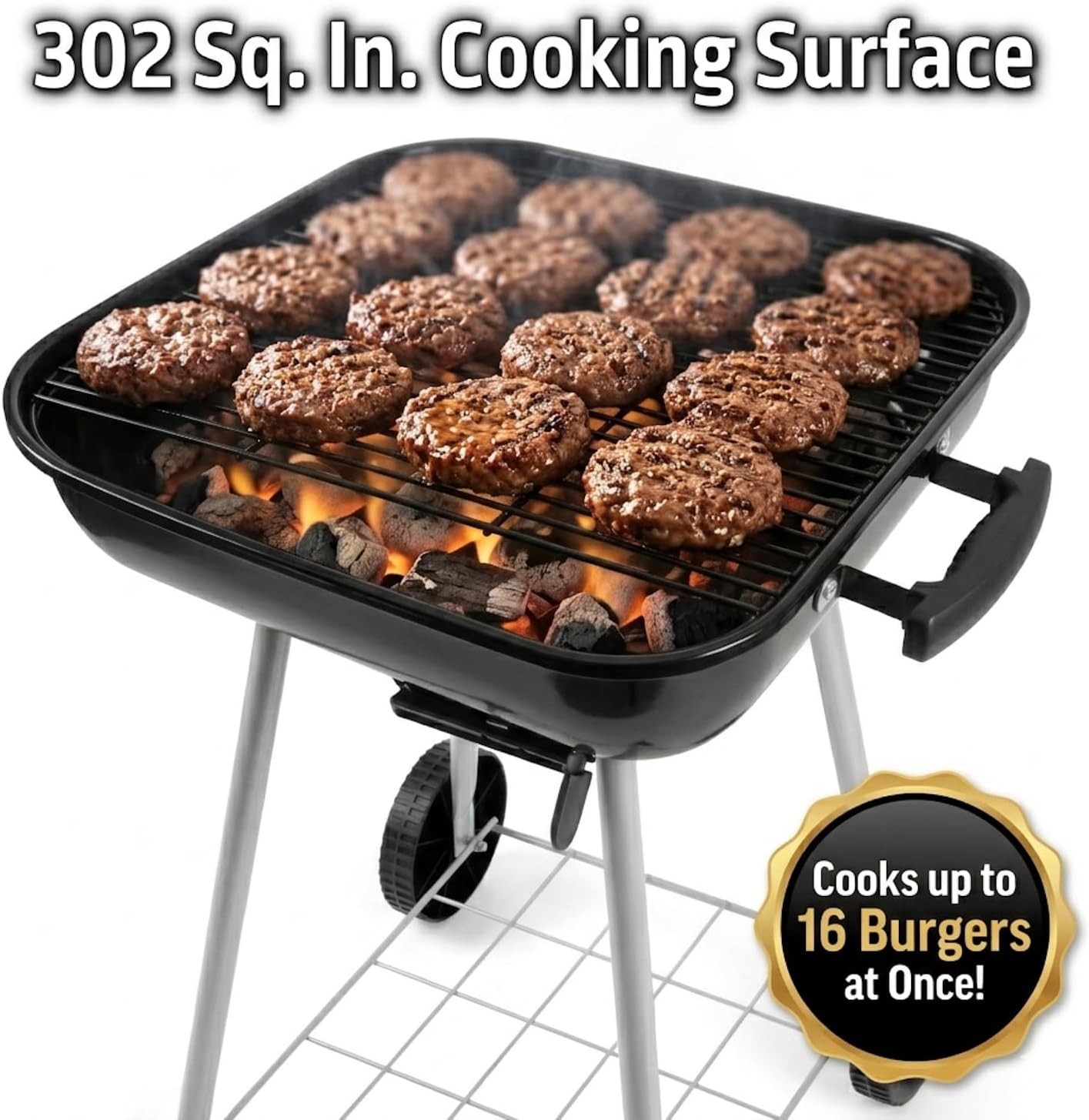 Wheeled Square Charcoal Grill
