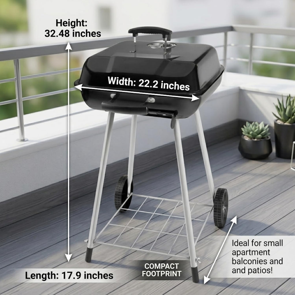 Wheeled Square Charcoal Grill