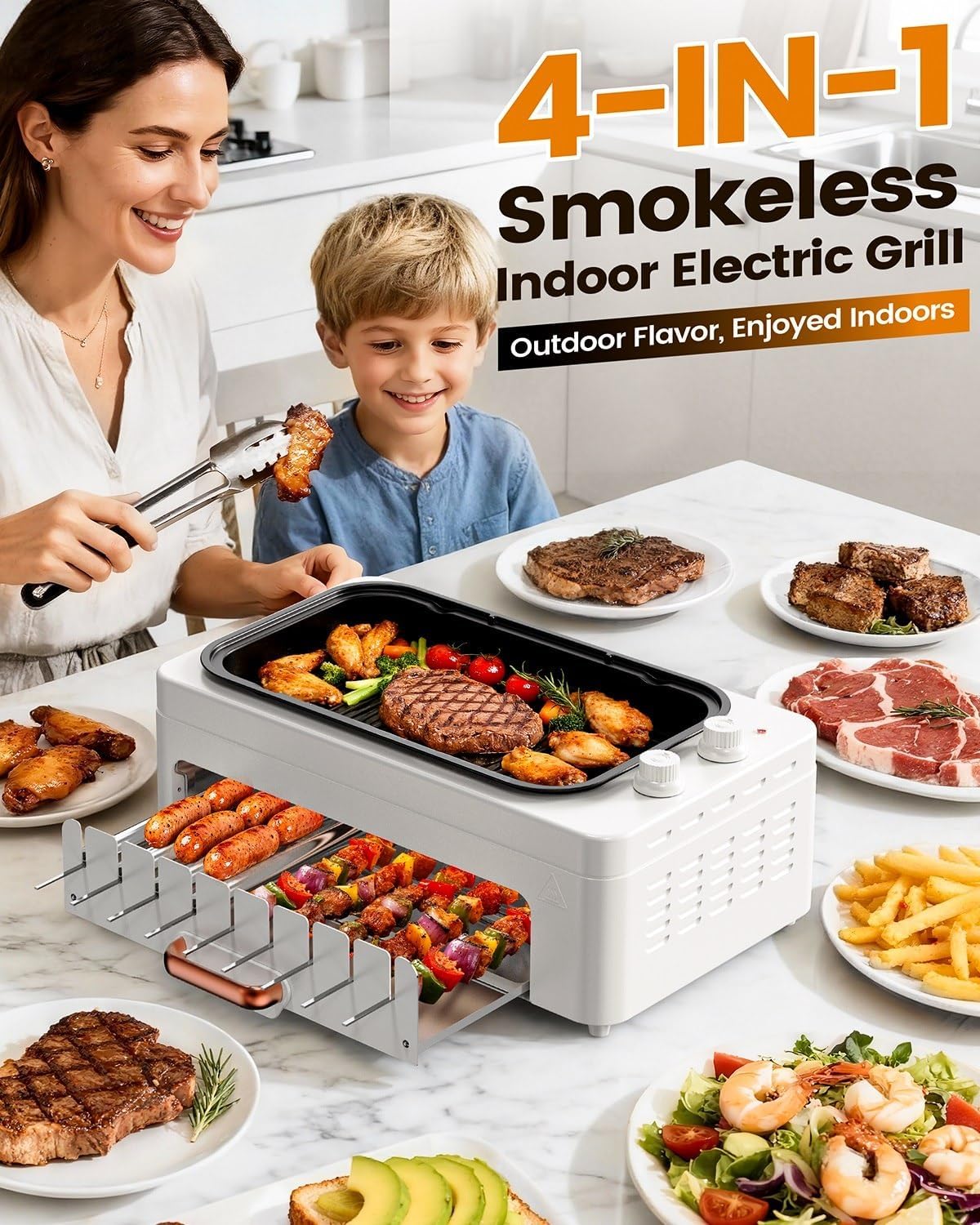 Four-In-One Smokeless Grill