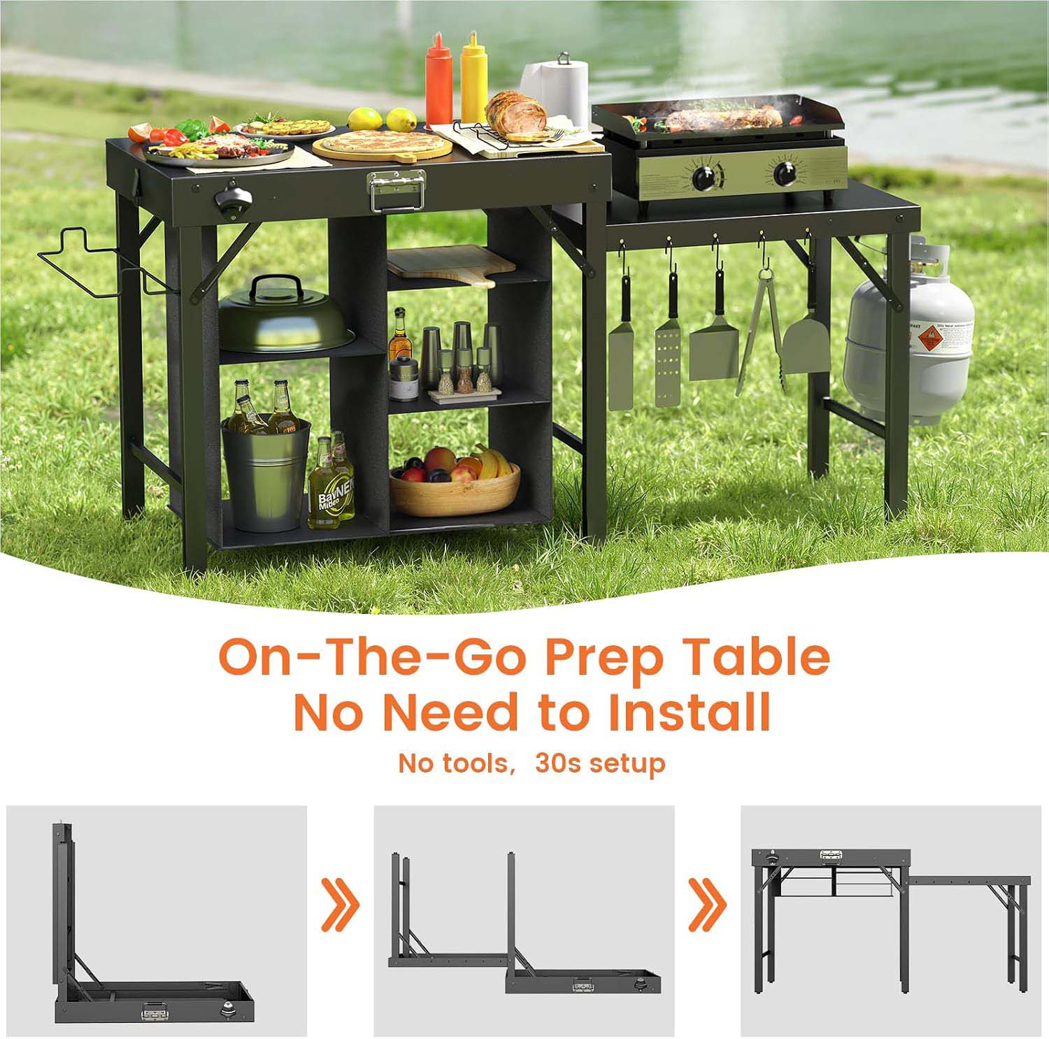Foldable Griddle Support Table