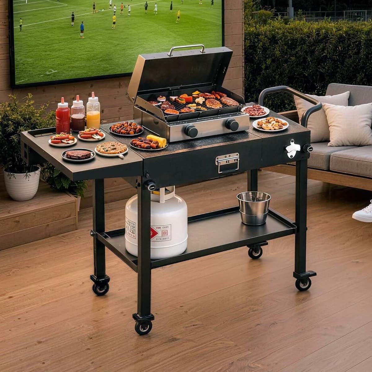Foldable Wheeled Grill Cart