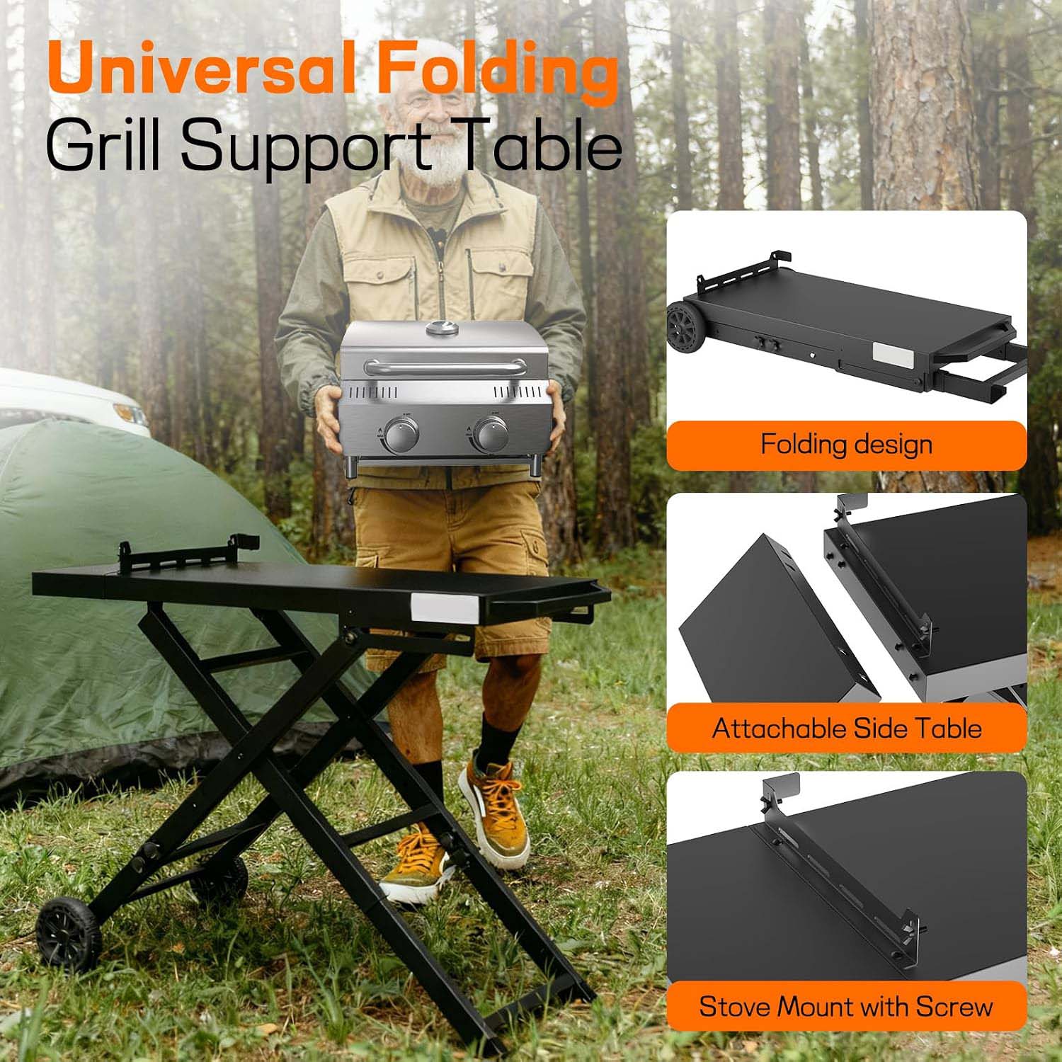 Foldable Wheeled BBQ Cart