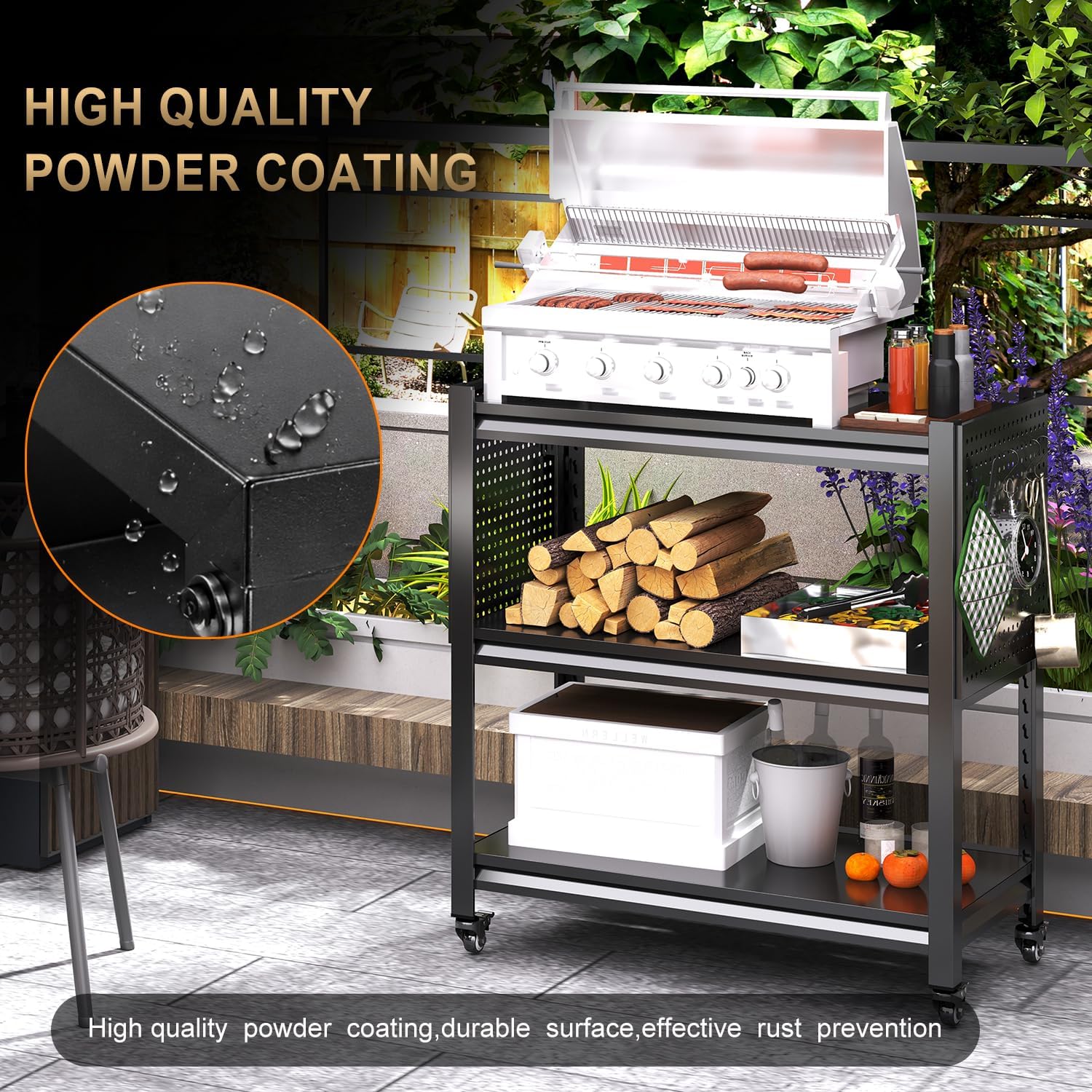 Storage Outdoor Grill Table