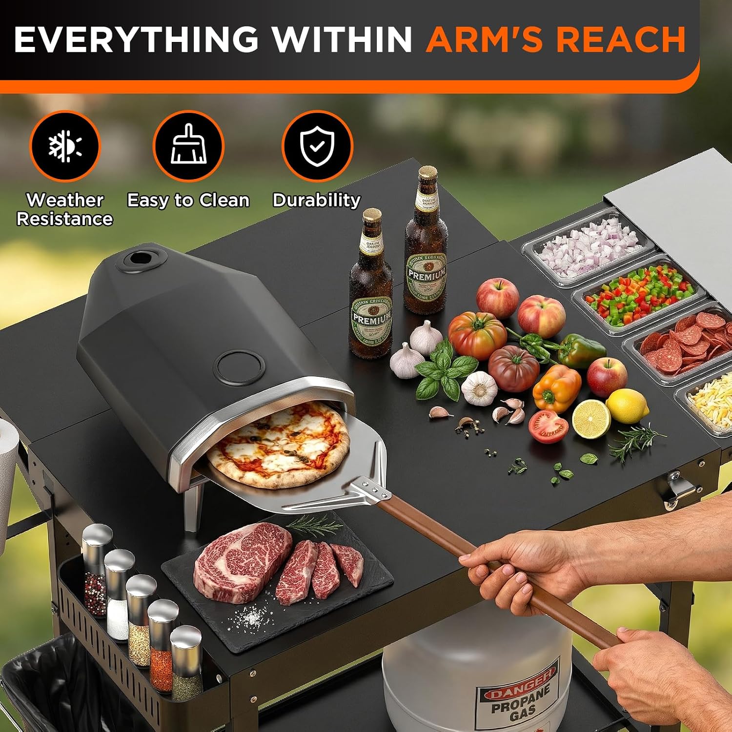 Extendable Pizza Oven Cart