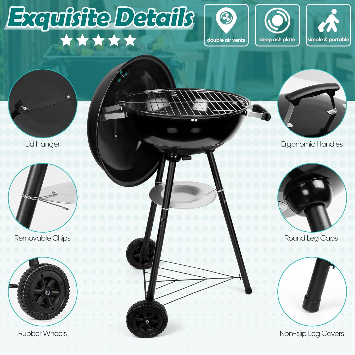 Wheeled Dual Use Kettle Grill
