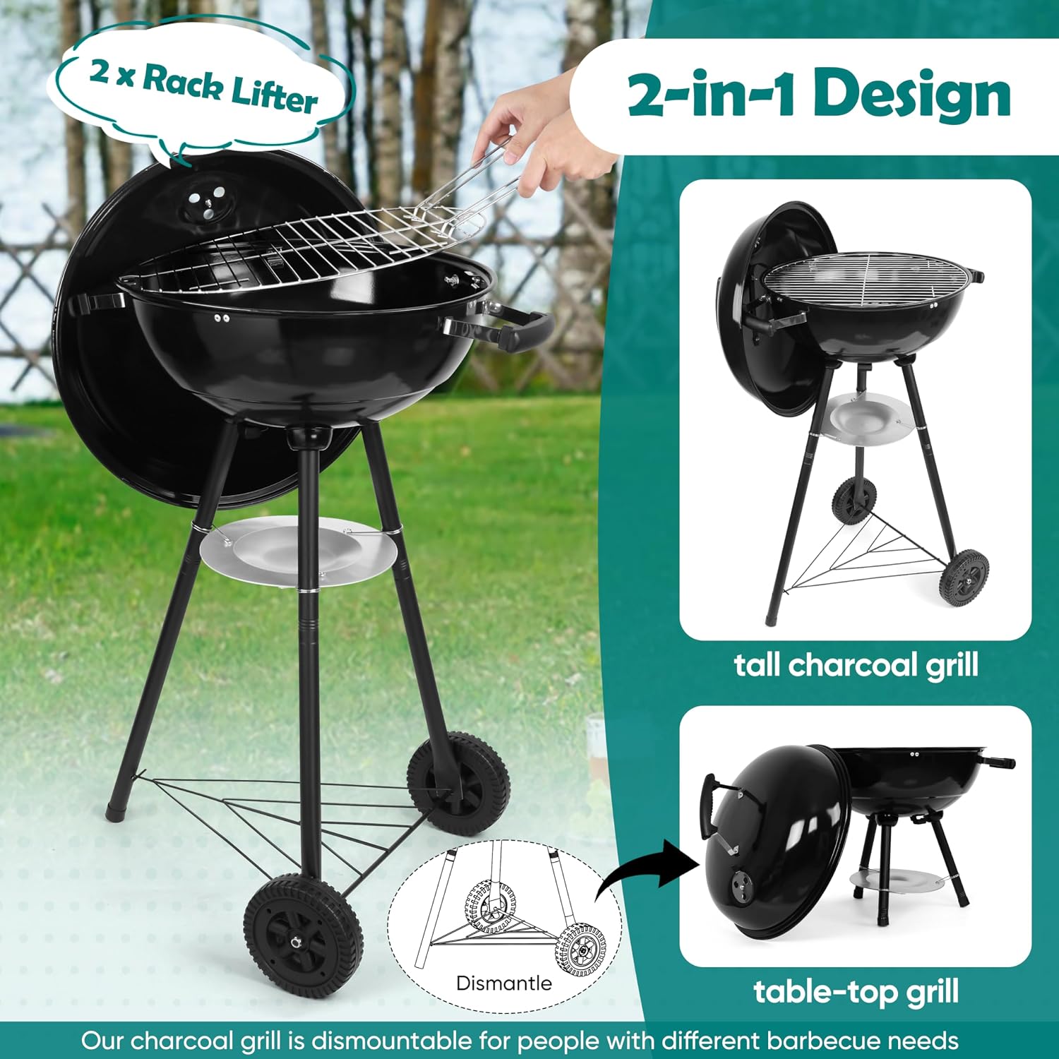 Wheeled Dual Use Kettle Grill
