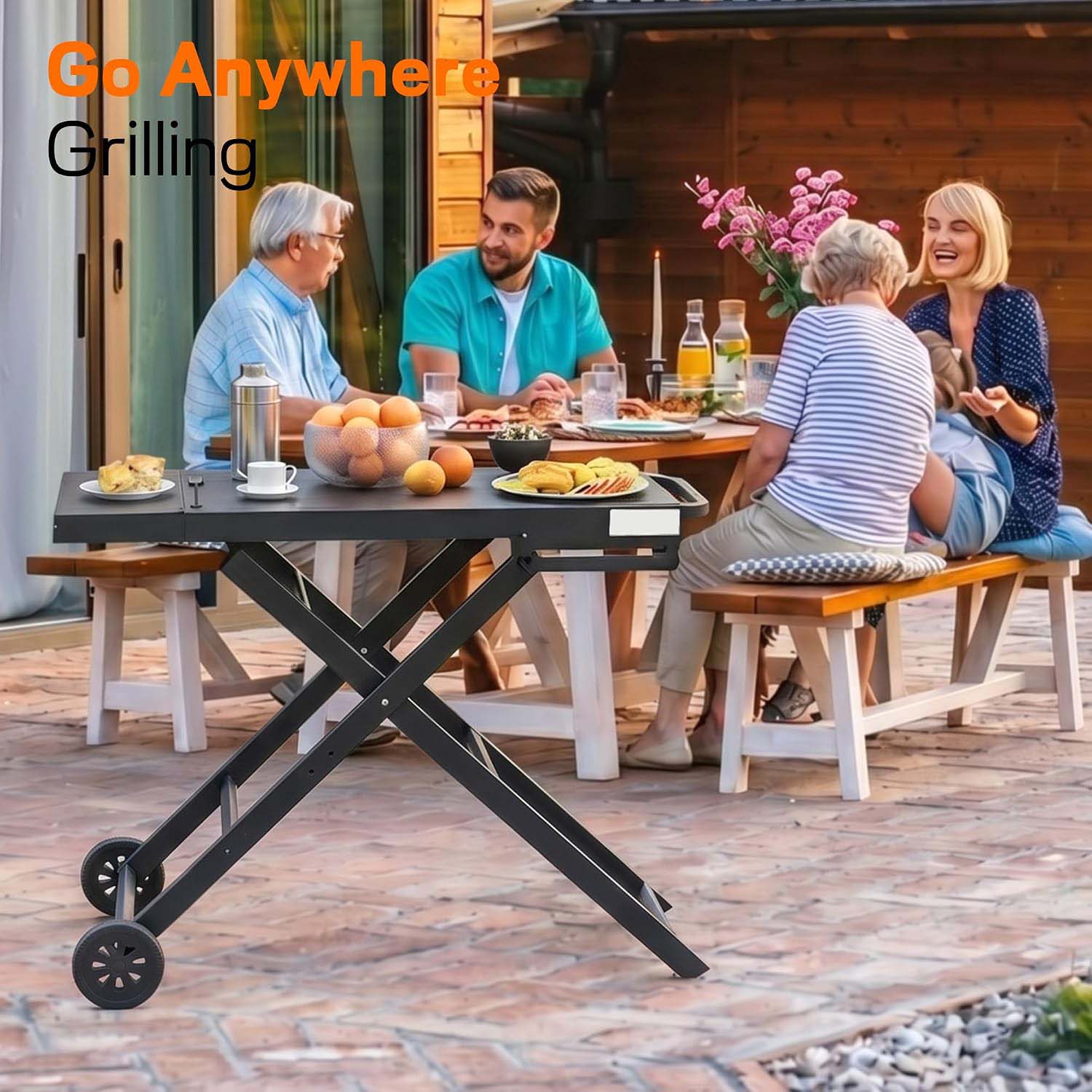 Foldable Wheeled BBQ Cart