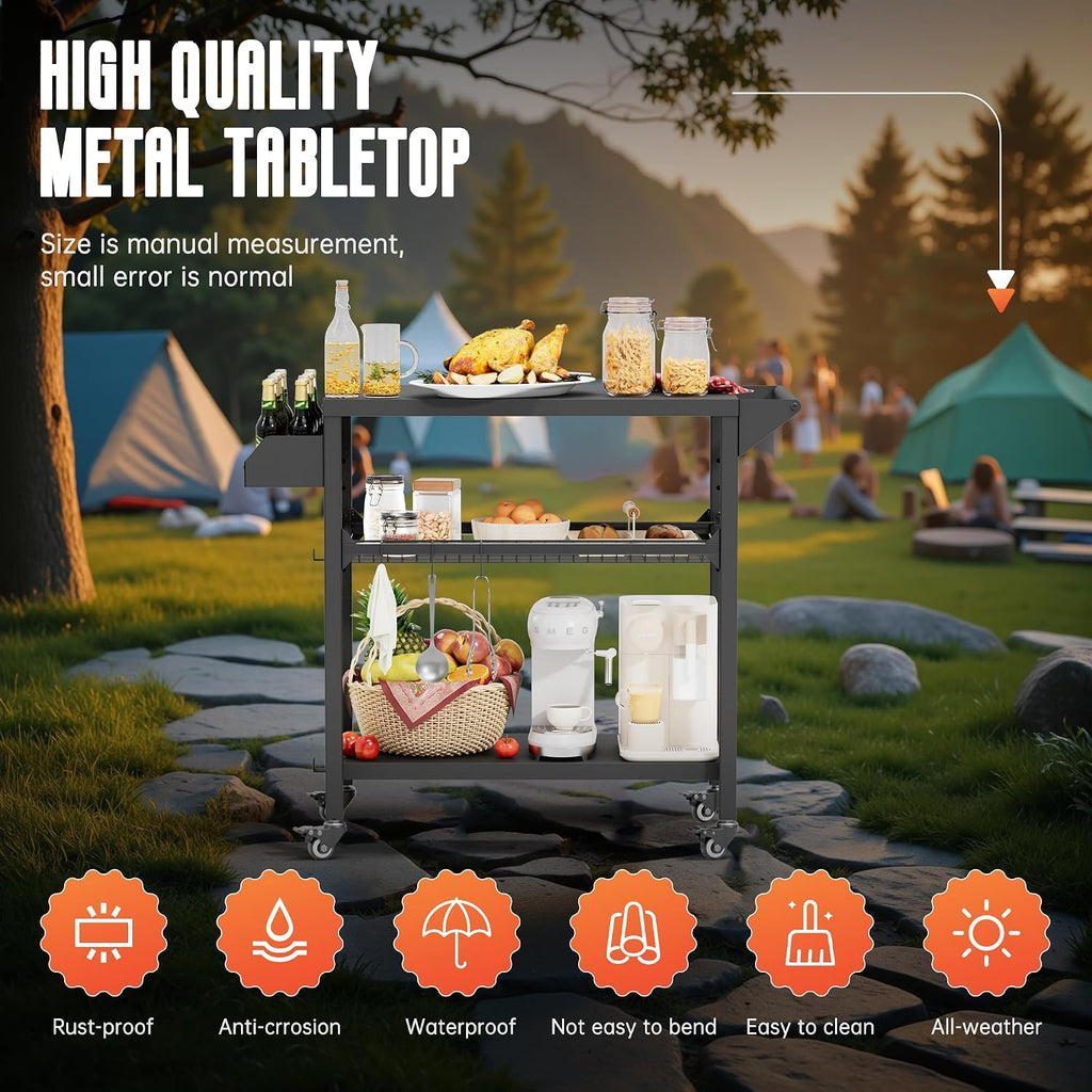 Wheeled Movable Grill Cart