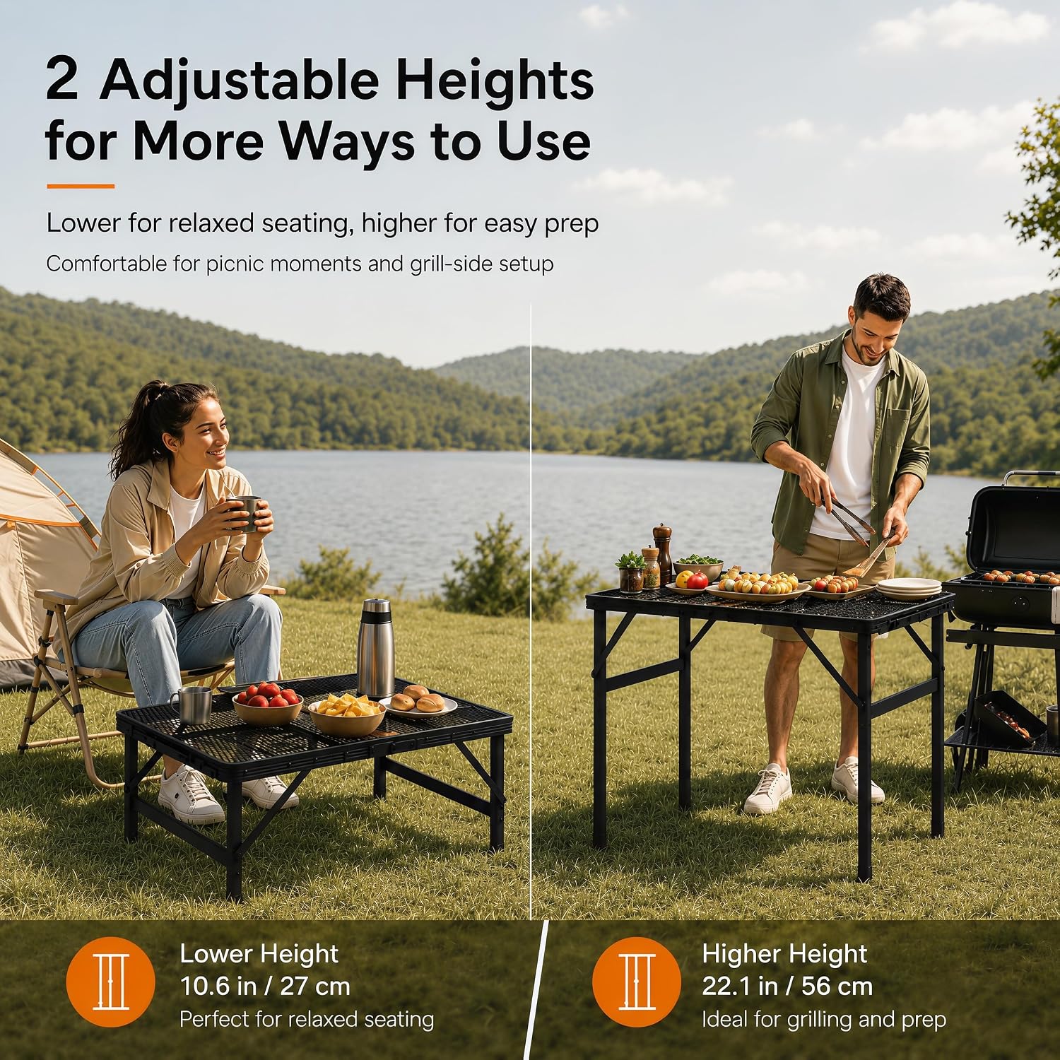 Foldable Adjustable Grill Table